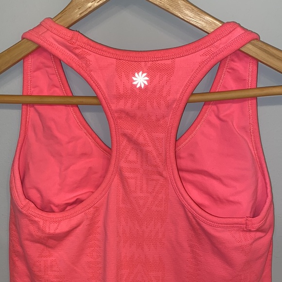 Athleta soft workout tank with built in bra, bright coral great condition Large - Picture 5 of 6